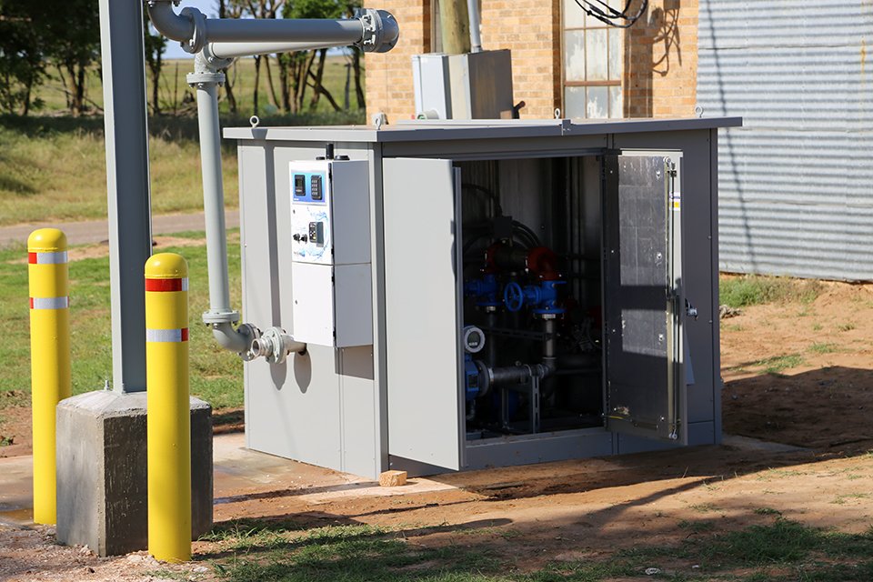 A custom water filling station with an FS-10 control panel, by EleMech, inc.